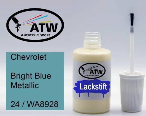 Chevrolet, Bright Blue Metallic, 24 / WA8928: 20ml Lackstift, von ATW Autoteile West.